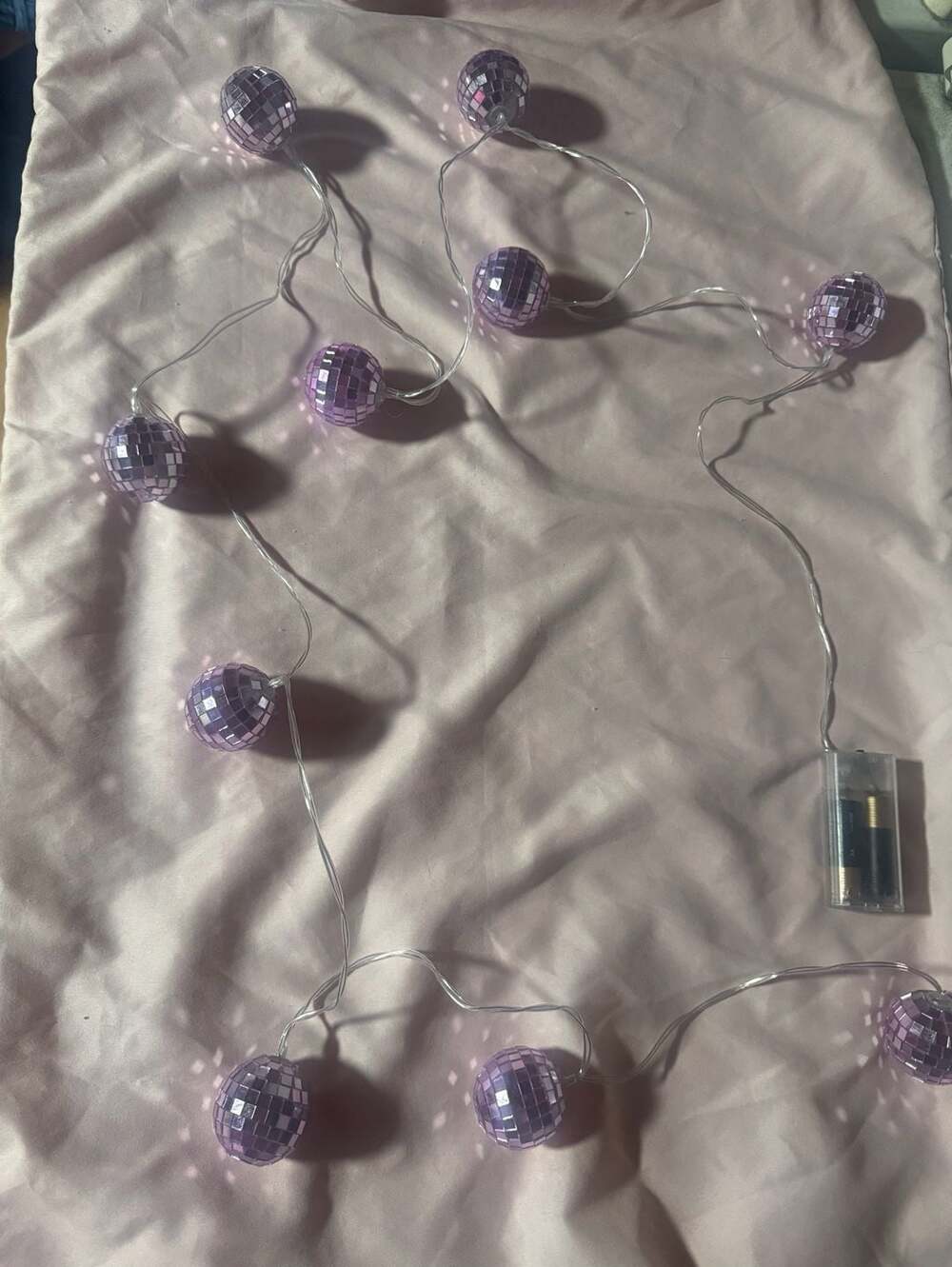 Pink Disco Ball Battery Operated LED Fairy Lights